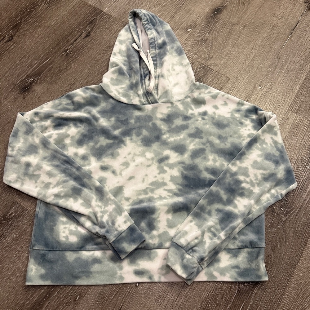 The lounge life softest hoodie blue tie dye